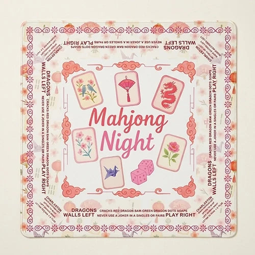 Pink Floral Mahjong Mat — Non-Slip