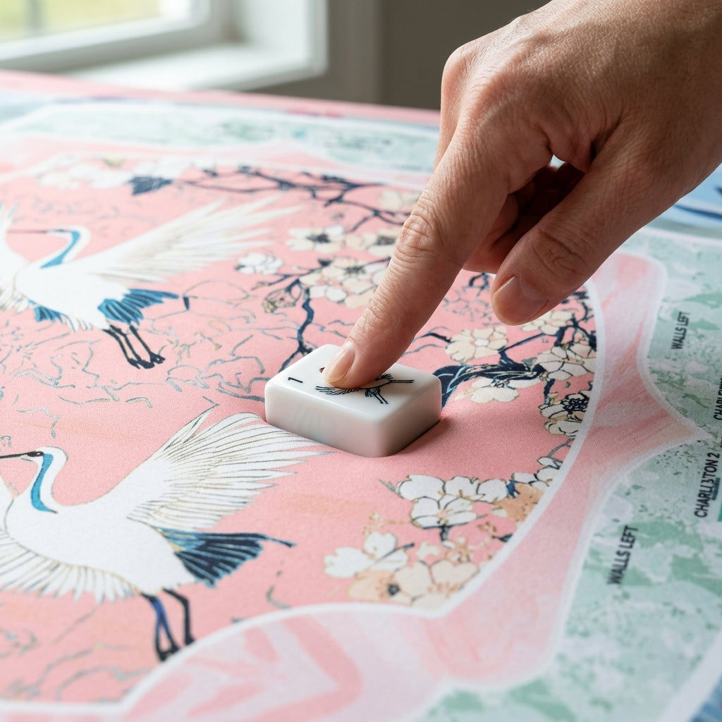 Heron Mahjong Mat — Neoprene Roll-Up