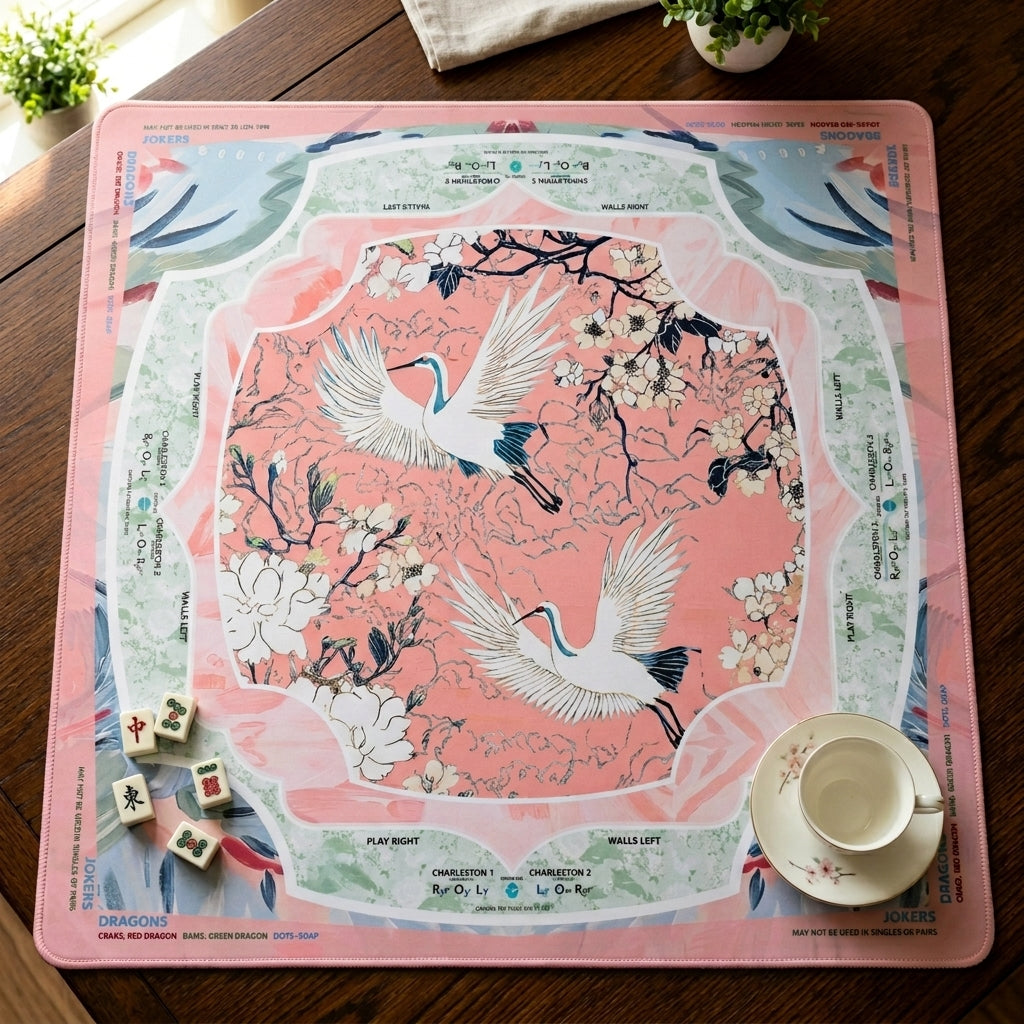 Heron Mahjong Mat — Neoprene Roll-Up