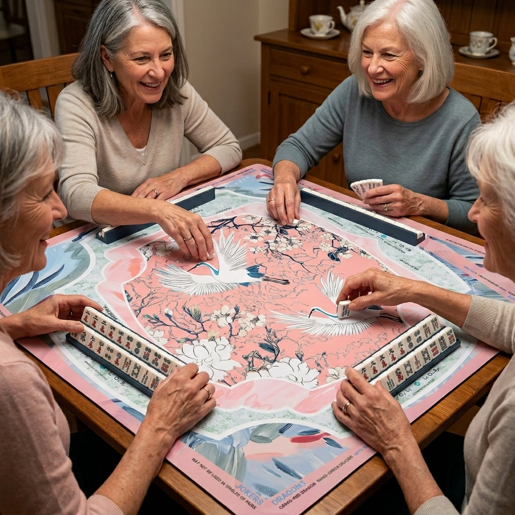 Heron Mahjong Mat — Neoprene Roll-Up