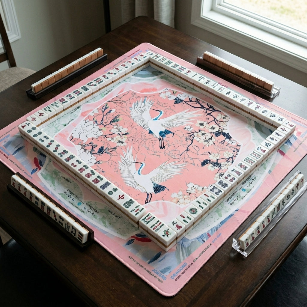 Heron Mahjong Mat — Neoprene Roll-Up