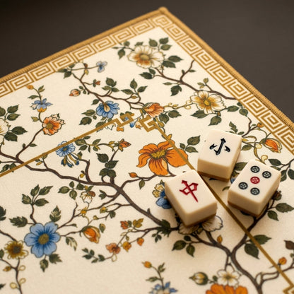 Chinoiserie Blossom Mahjong Mat — Roll-Up
