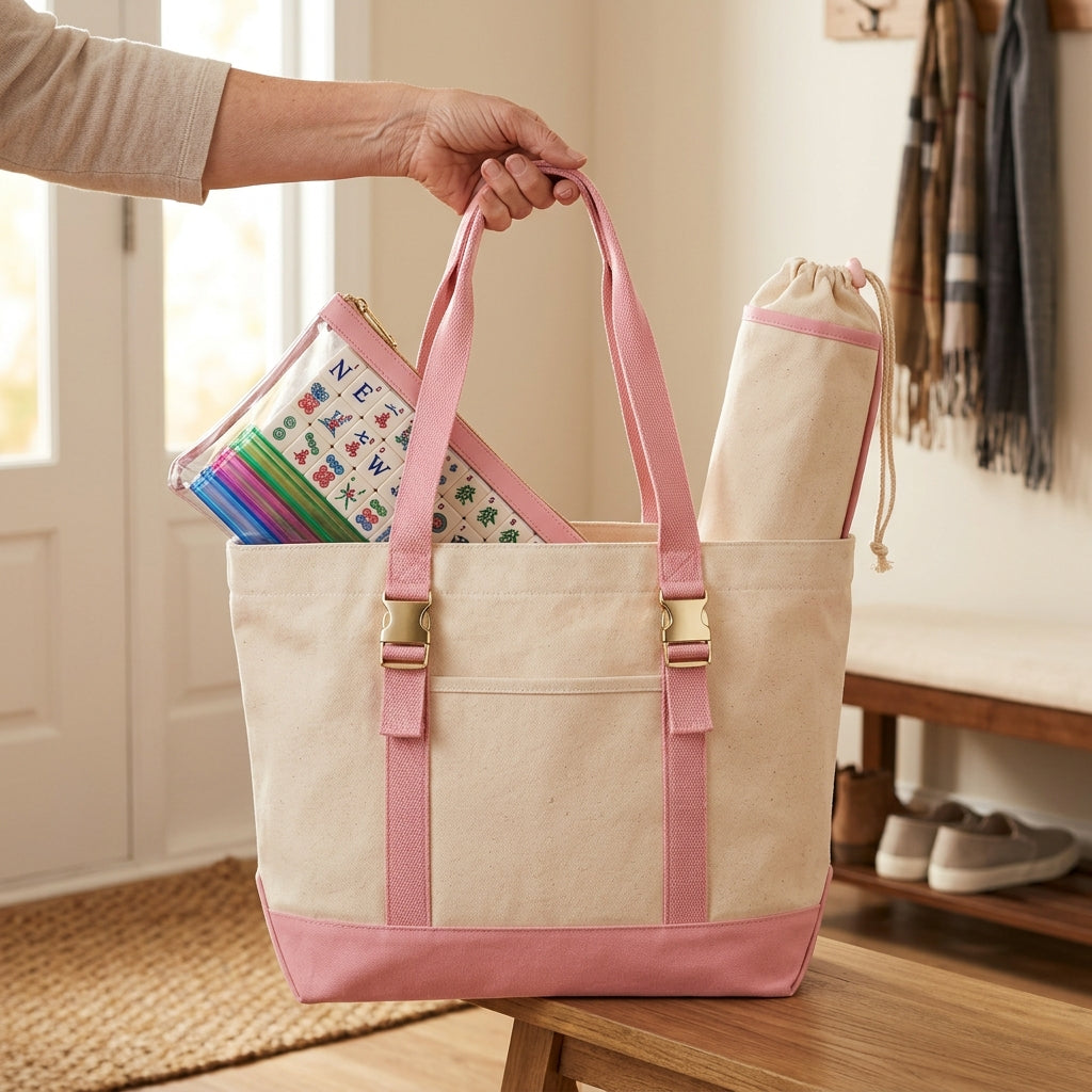 Mahjong Day-Bag Set — Canvas Carryall