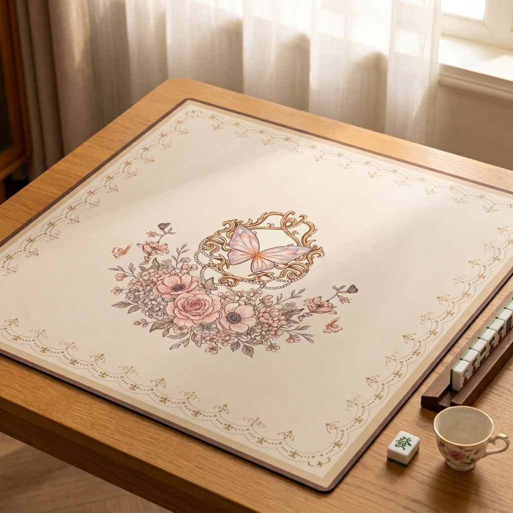 Vintage Butterfly Mahjong Mat — Roll-Up