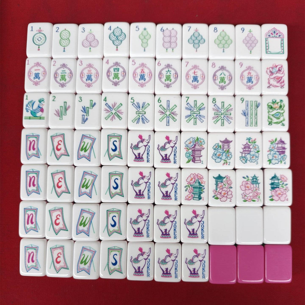 Elephant Blossom American Mahjong Set – 160 Tiles