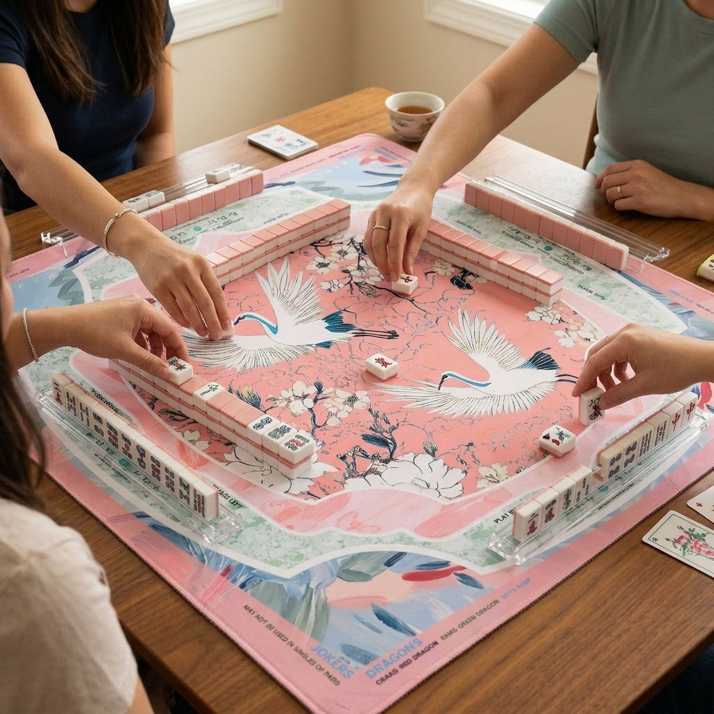 Heron Mahjong Mat — Neoprene Roll-Up