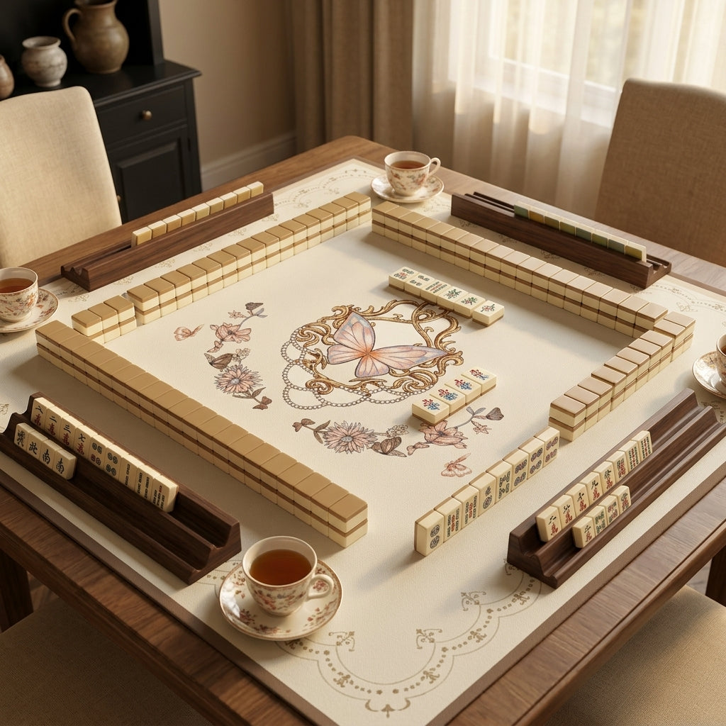 Vintage Butterfly Mahjong Mat — Roll-Up