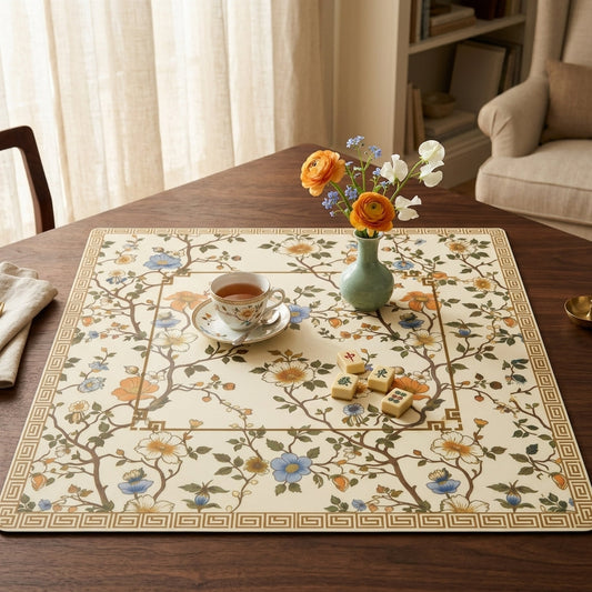 Chinoiserie Blossom Mahjong Mat — Roll-Up