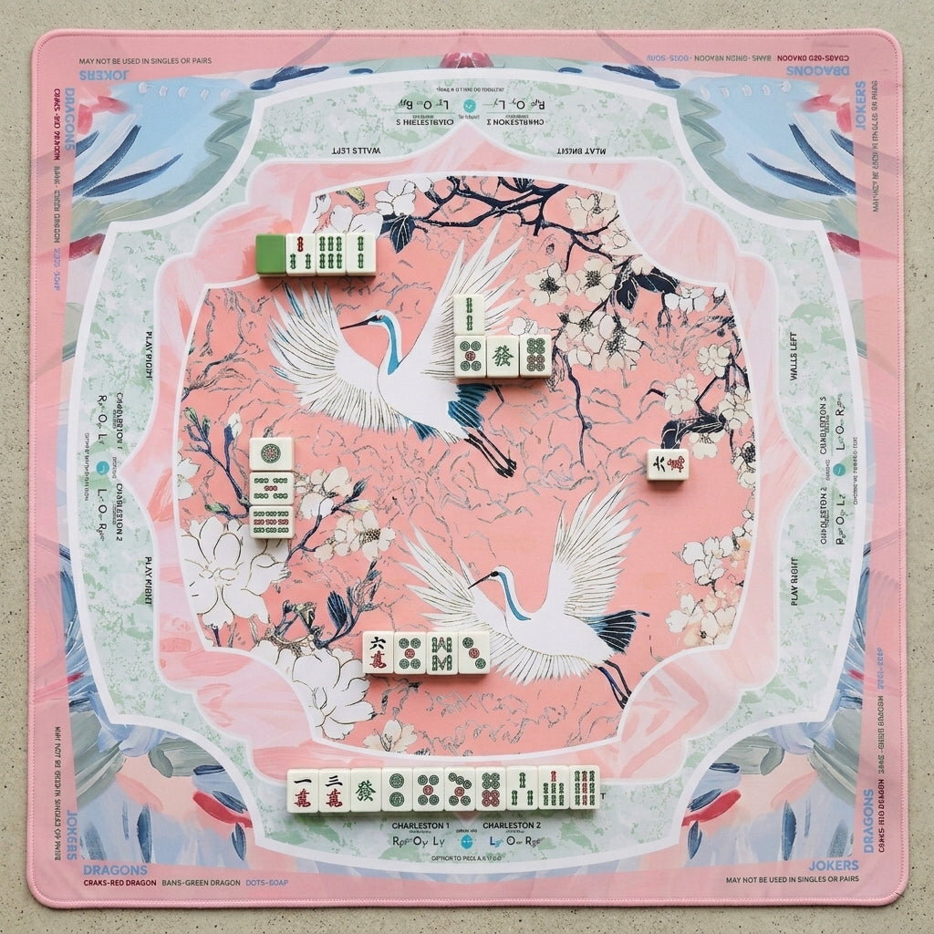 Heron Mahjong Mat — Neoprene Roll-Up