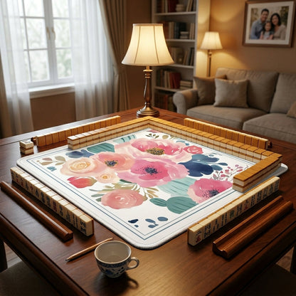 Elegant Garden Mahjong Mat — Non-Slip