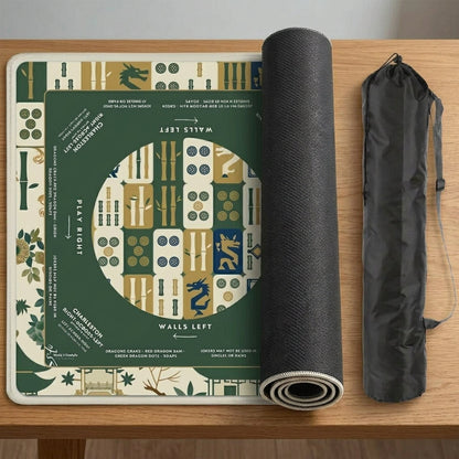 Emerald Botanical Mahjong Mat — Non-Slip