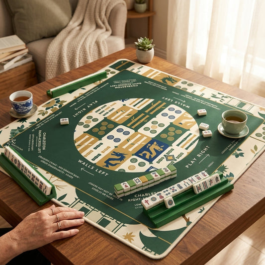 Emerald Botanical Mahjong Mat — Non-Slip