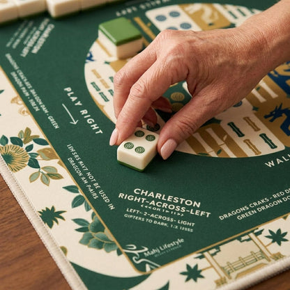 Emerald Botanical Mahjong Mat — Non-Slip