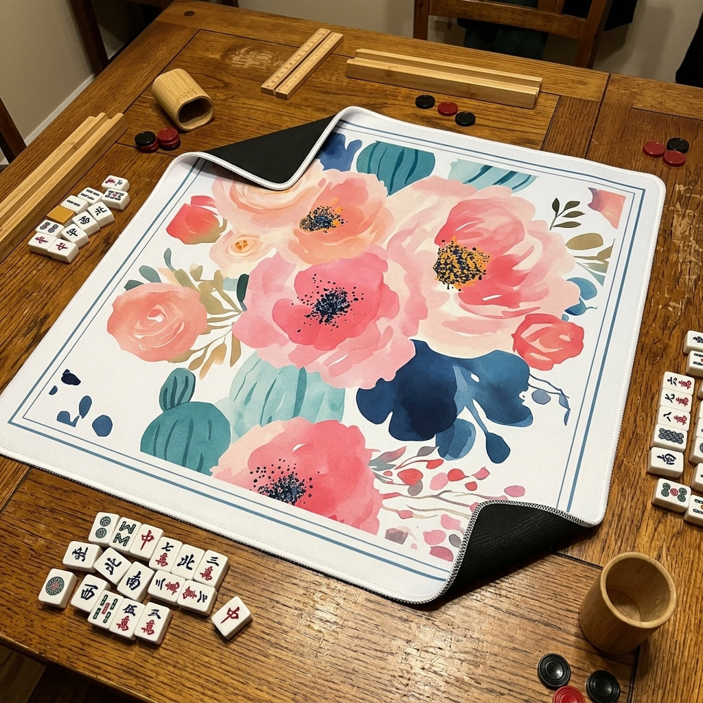 Elegant Garden Mahjong Mat — Non-Slip