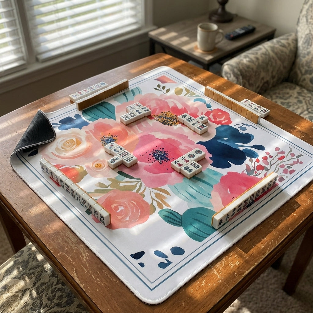 Elegant Garden Mahjong Mat — Non-Slip