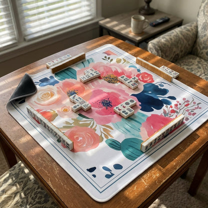 Elegant Garden Mahjong Mat — Non-Slip