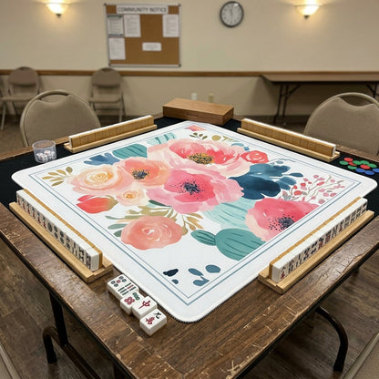Elegant Garden Mahjong Mat — Non-Slip