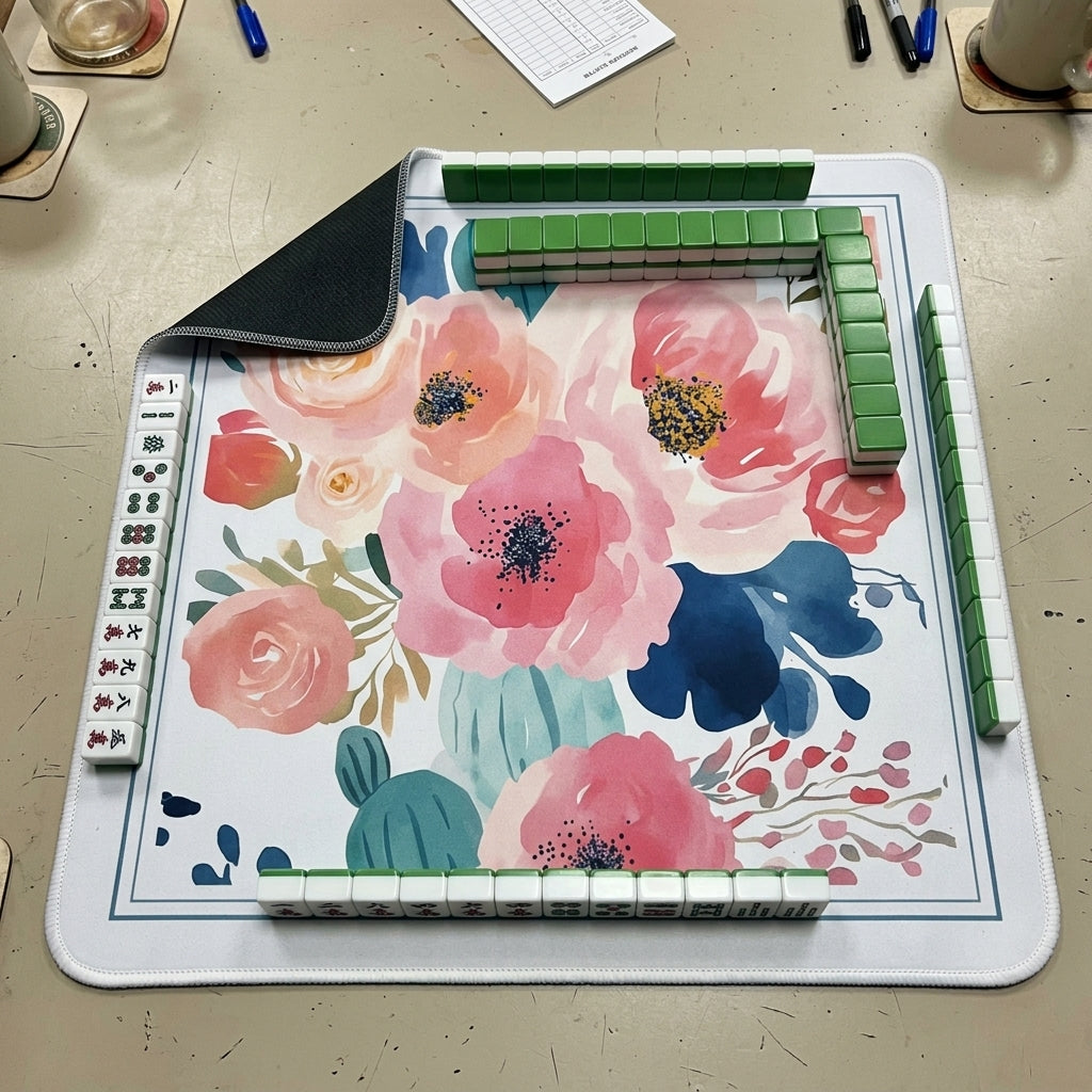 Elegant Garden Mahjong Mat — Non-Slip