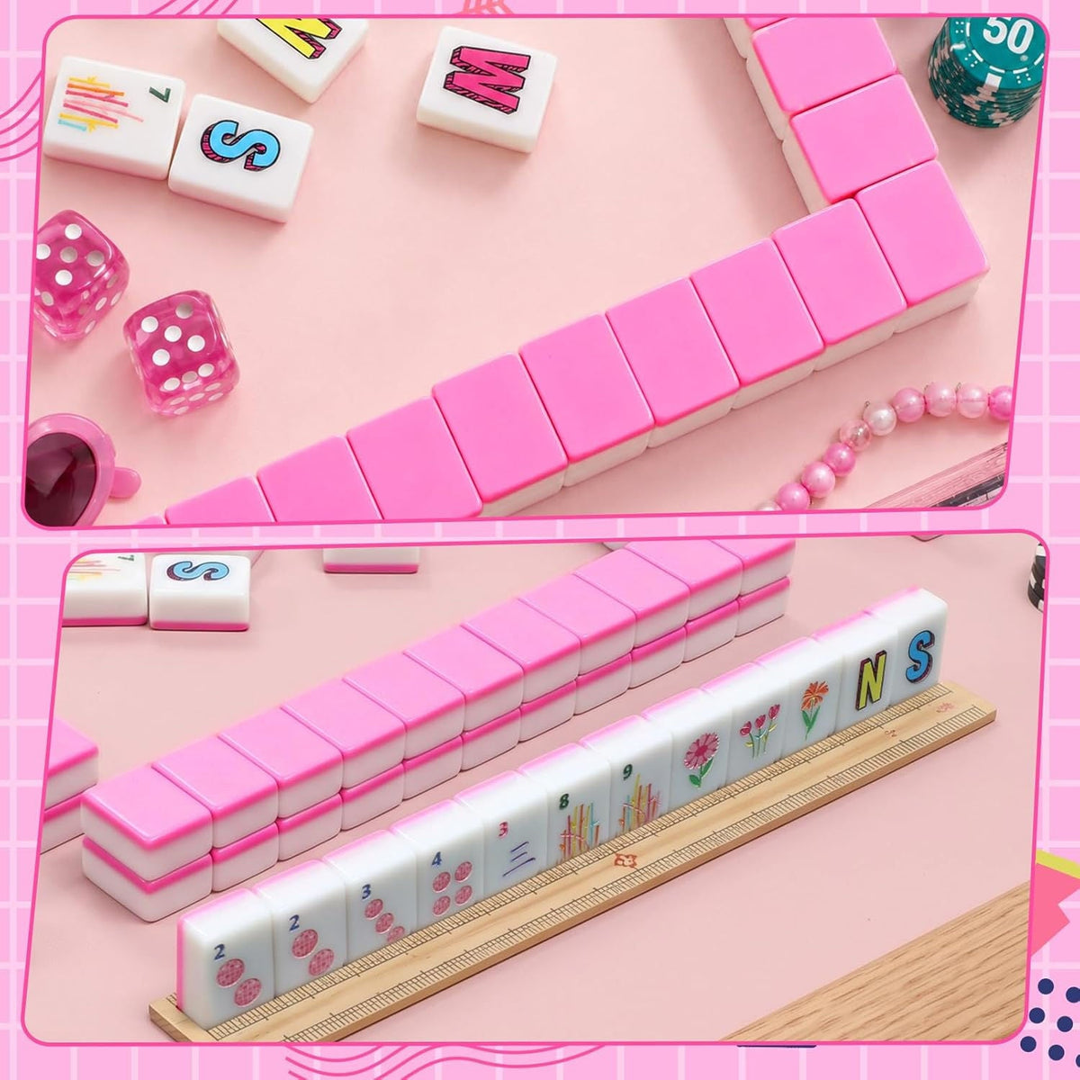 Retro Pink Glam American Mahjong Set – 160 Tiles