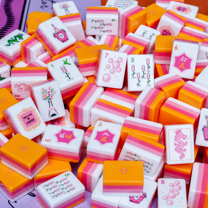Pink & Orange Pop American Mahjong Set – 160 Tiles