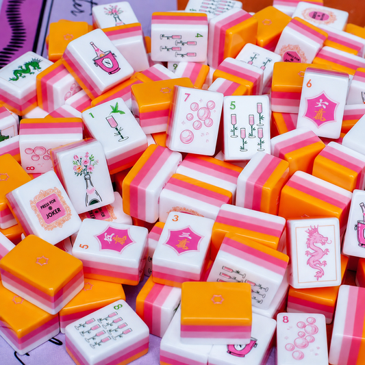 Pink & Orange Pop American Mahjong Set – 160 Tiles