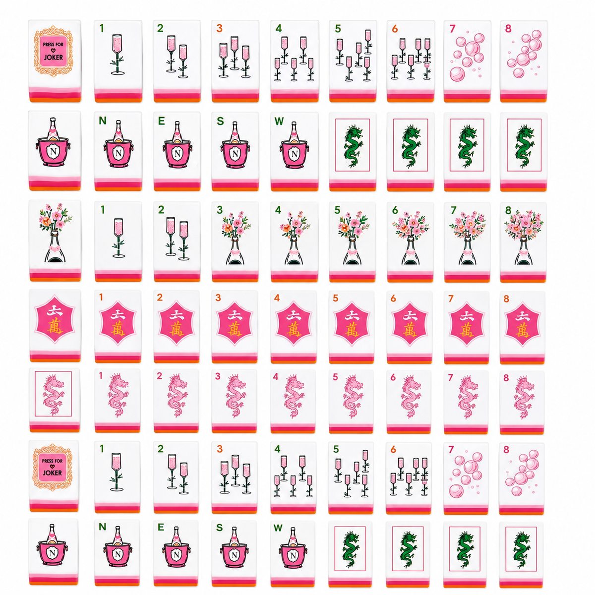 Pink & Orange Pop American Mahjong Set – 160 Tiles