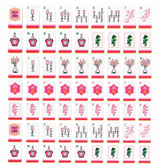 Pink & Orange Pop American Mahjong Set – 160 Tiles