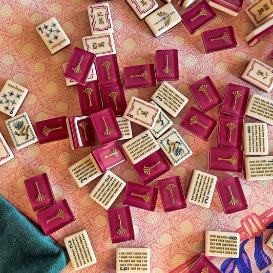 Burgundy Peacock American Mahjong Set – 160 Tiles