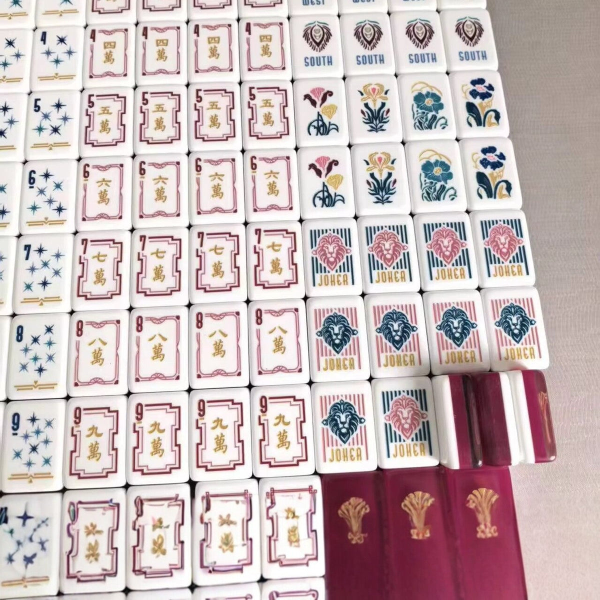 Burgundy Peacock American Mahjong Set – 160 Tiles