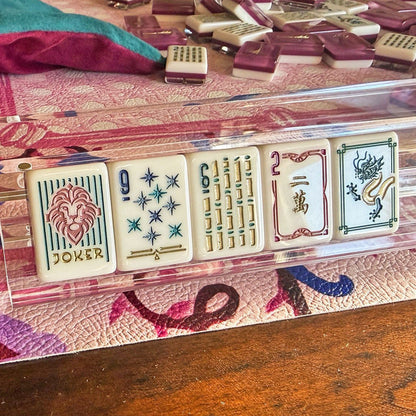Burgundy Peacock American Mahjong Set – 160 Tiles