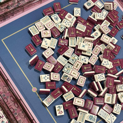 Burgundy Peacock American Mahjong Set – 160 Tiles