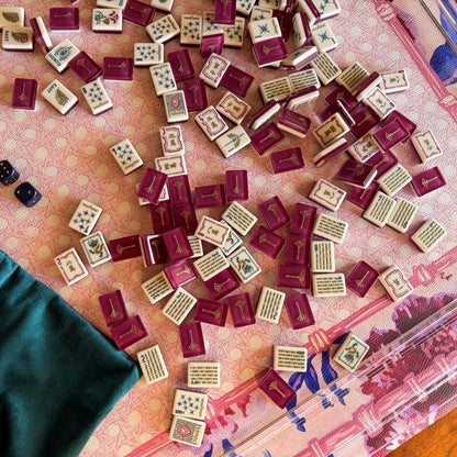 Burgundy Peacock American Mahjong Set – 160 Tiles