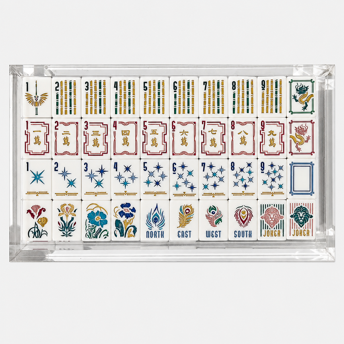 Burgundy Peacock American Mahjong Set – 160 Tiles