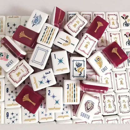 Burgundy Peacock American Mahjong Set – 160 Tiles