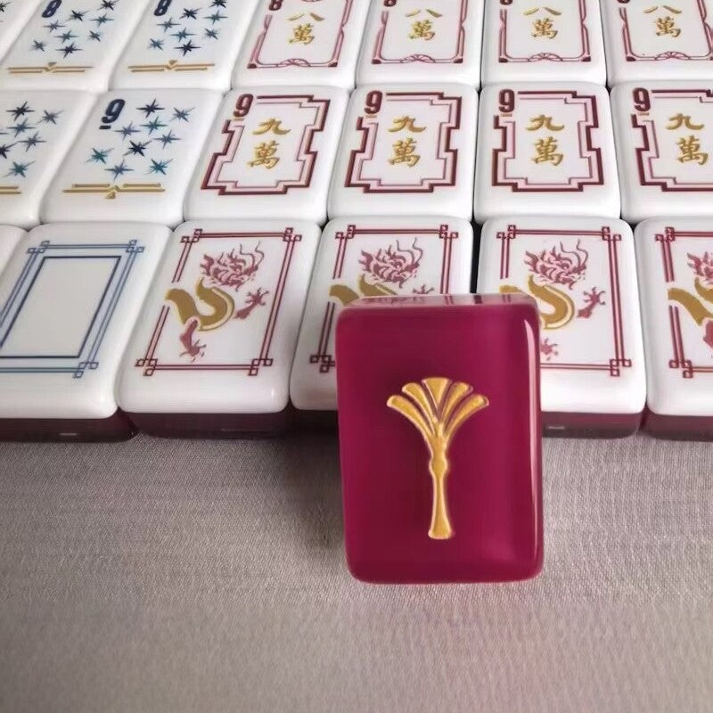 Burgundy Peacock American Mahjong Set – 160 Tiles